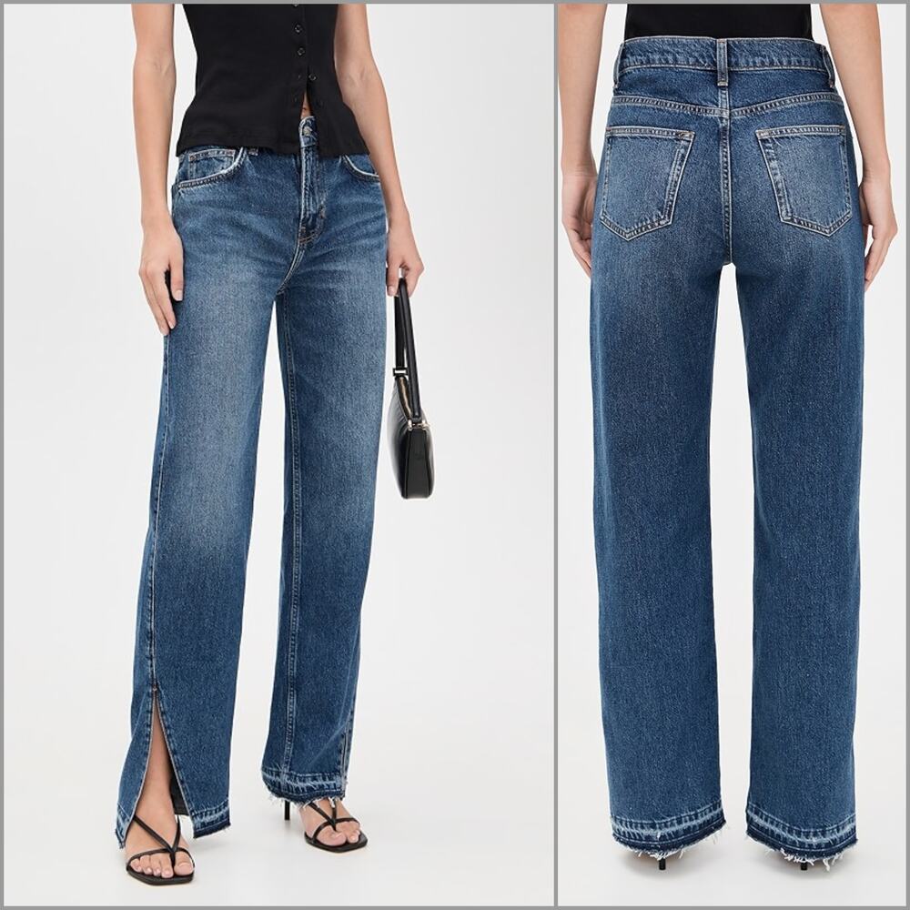 REFORMATION Val 90s Mid Rise Straight Jeans Vented Let Down Hem sz 29